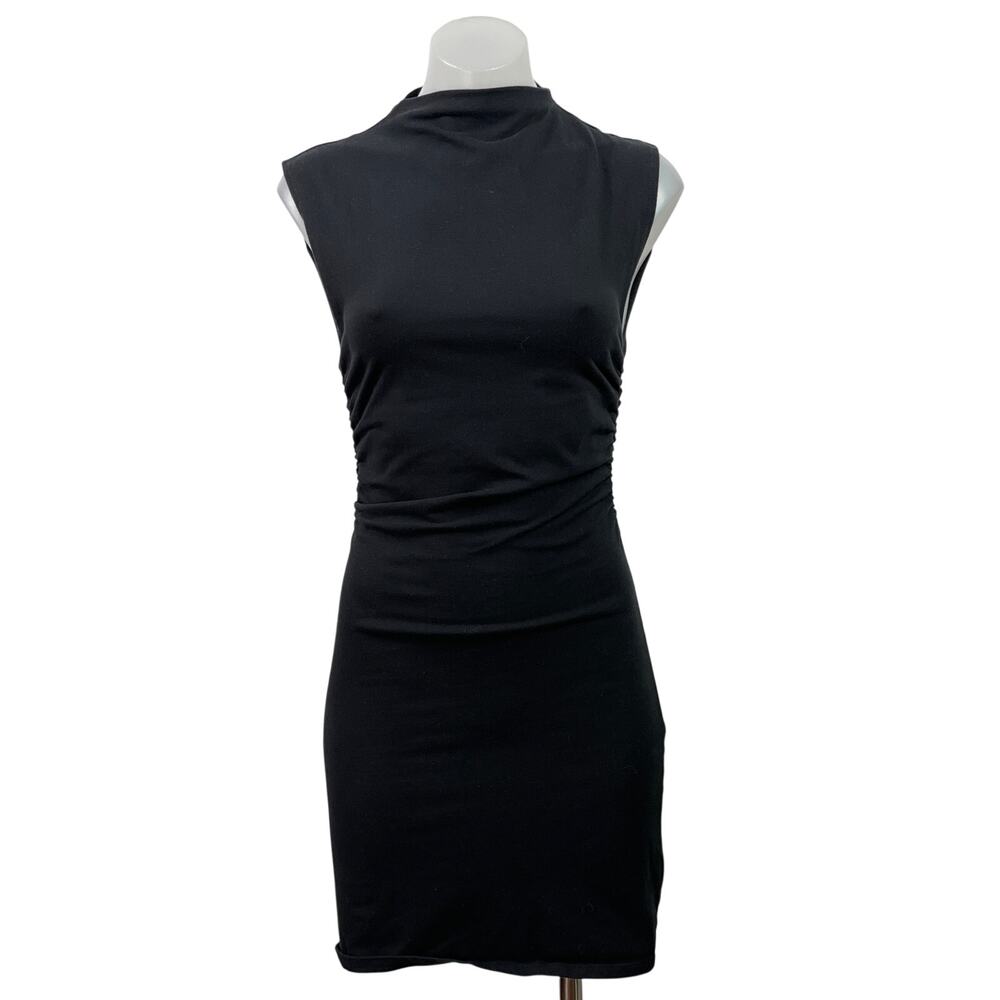 Reformation Alden Black High Cowl Neck Sleeveless Knit Mini Bodycon Dress Sz XS